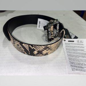 JUST CAVALLI 40MM SNAKE PRINTED LEATHER BELT